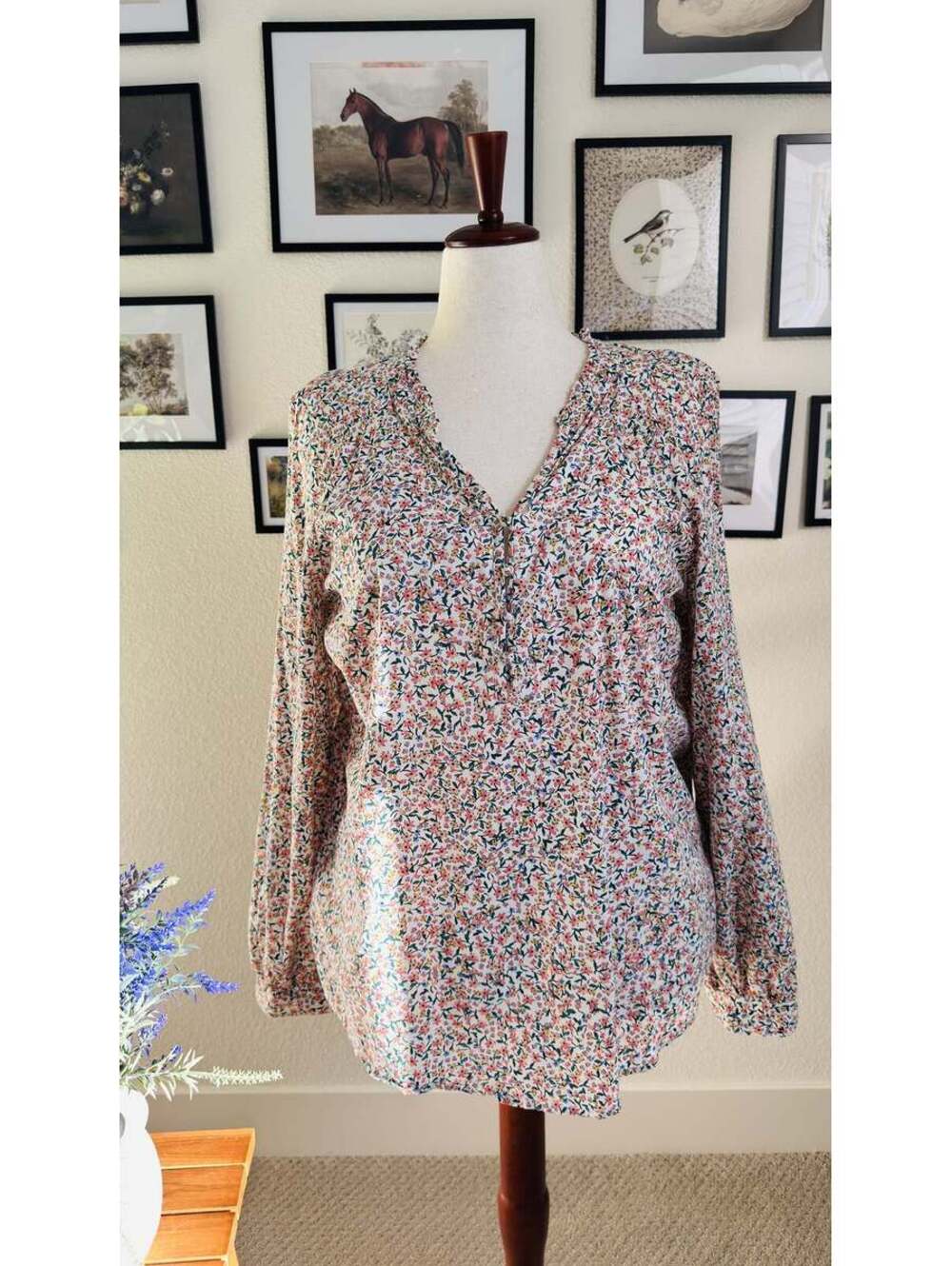 St. John's Bay Floral Ditsy Long Sleeve Blouse - Size XL
